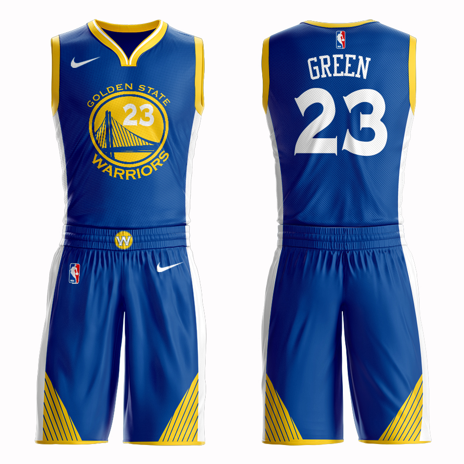 Men 2019 NBA Nike Golden State Warriors #23 Green blue Customized jersey